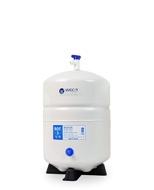 Pressurized Water Storage Tank - Reverse Osmosis Water Tank with Stainless Steel Connections and Ball Valve - Water Filtration System Storage Tank 3.0 Gal & appx. 1.8 gal Usable Capacity (ROT-3-W)