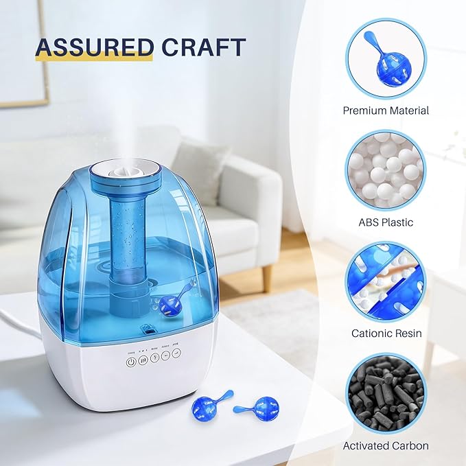 12 Pack Humidifier Cleaner, Humidifier Tank Cleaner Balls compatible with All humidifiers and Fish Tanks, Purifies Water, Prevents Hard Water Build-Up, Reduces Scale to improve Humidification