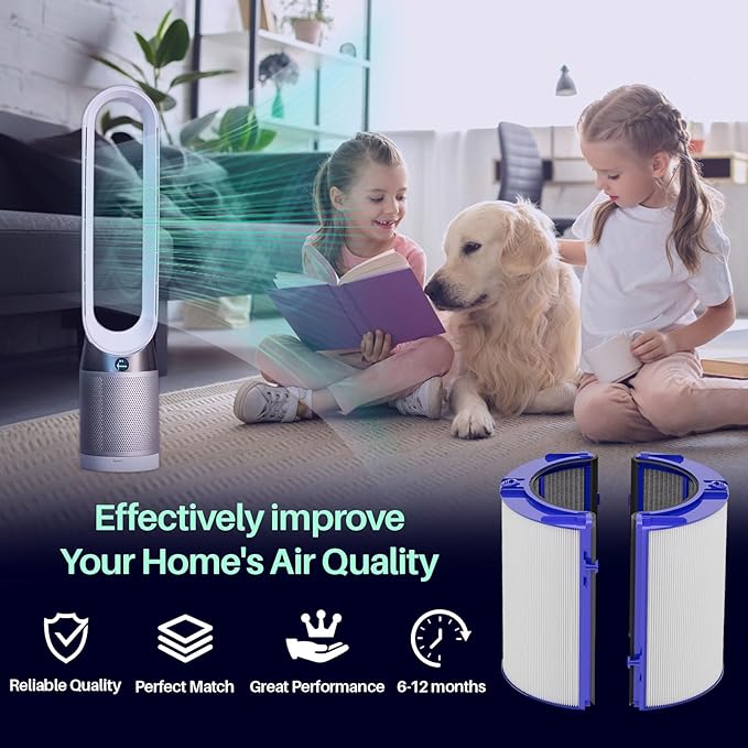 360 Combi Glass Hepa + Carbon Air Purifier Filter for Dyson TP10 TP07 HP07 HP09 HP10 TP09 TP06 HP06 TP7A PH01 PH02 PH03, Air Purifier Filter Replacements for Dyson, 1 Pack (Upgraded)