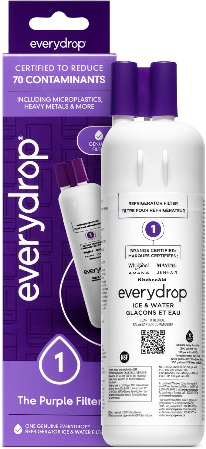 everydrop by Whirlpool Ice and Water Refrigerator Filter 1, EDR1RXD1, Single-Pack , Purple