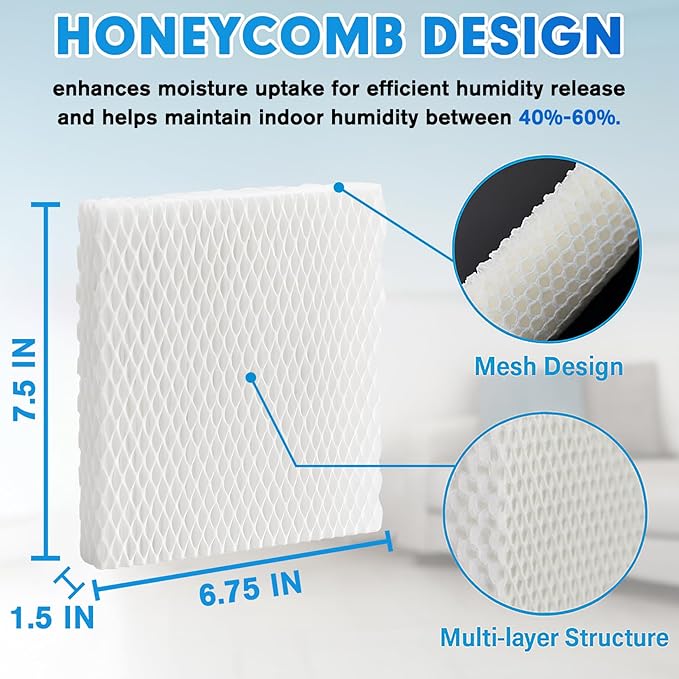 6 Pack Humidifier Wicking HFT600 Filters T Compatible with Honeywell Tower Humidifier HEV615 HEV620, Compare to Part HFT600T HFT600PDQ