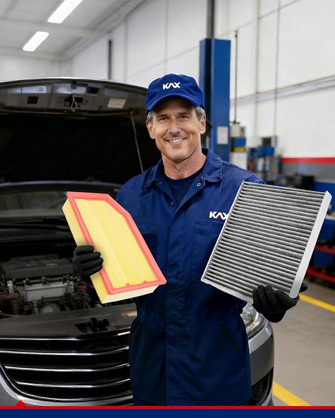 KAX Engine & Cabin Air Filter Kit, Replacement for Jeep Wrangler 2018-2026 2.0/3.6L, Gladiator 2020-2025 3.6L, Replace# CA12373 CF12450