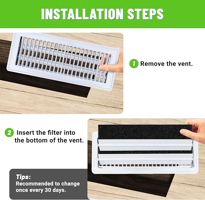 4"x12" Activated Carbon Air Vent Filters for Home, 4" x 10" Dust Control Activated Charcoal Floor Vent Filters Air Filter Freshener for Home Vents to Purify Indoor Air