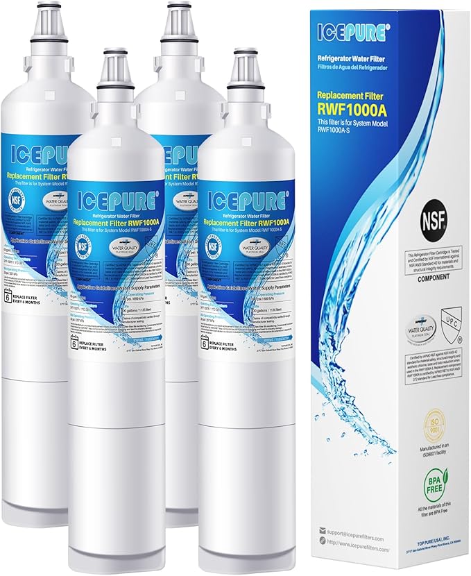 ICEPURE 9990 Replacement for LG LT600P, 5231JA2006A, 5231JA2006B, KENMORE 46-9990, 469990, RWF1000A Refrigerator Water Filter, 4 PACK
