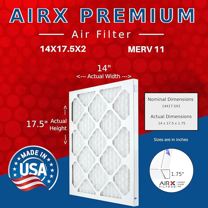 AIRX FILTERS WICKED CLEAN AIR. 14X17.5X2 Air Filter MERV 11 Compatible with The Updated Style Honeywell DR90 & DR120 Filter