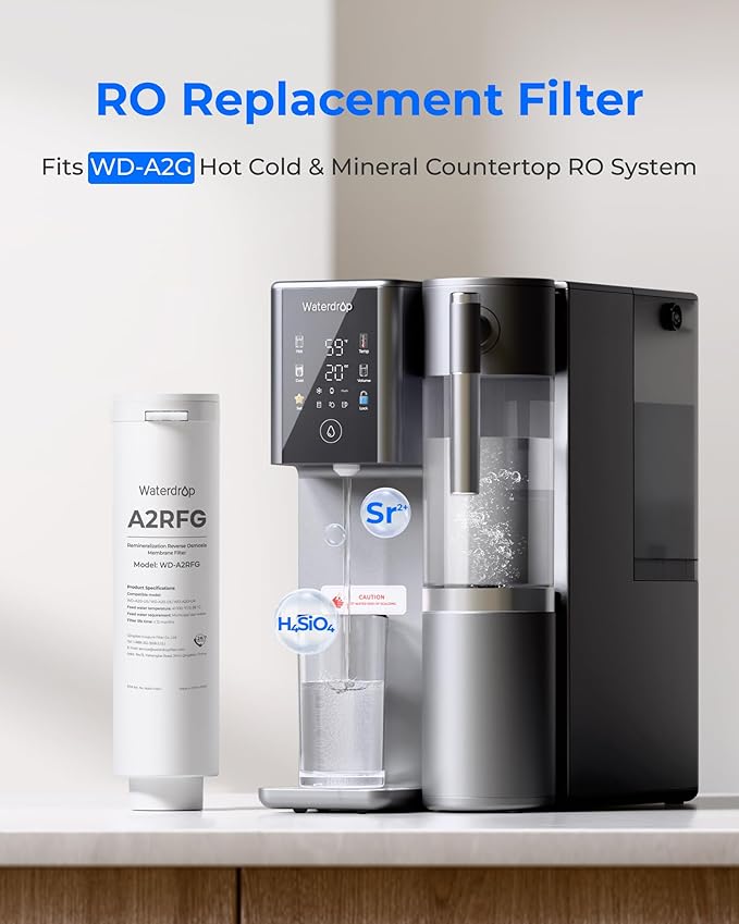 Waterdrop A2RFG Filter, Replacement for Waterdrop A2G Countertop Reverse Osmosis System, 12-month Lifetime
