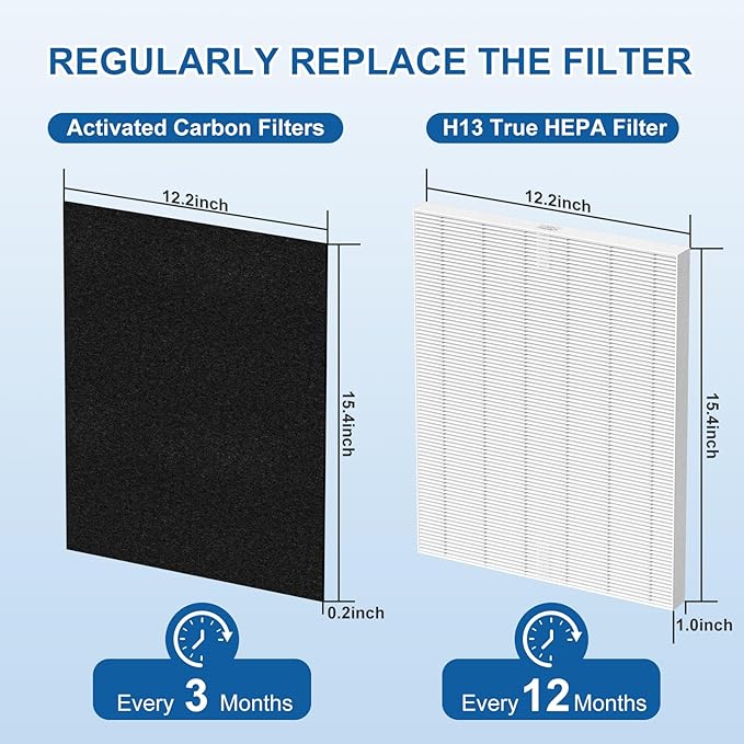 D360 Replacement Filter D3 Compatible with Winix D360 Air Puri-Fier, 2 H13 True HEPA Filters + 8 Activated Carbon Pre-Filters, Part Number 1712-0101-02