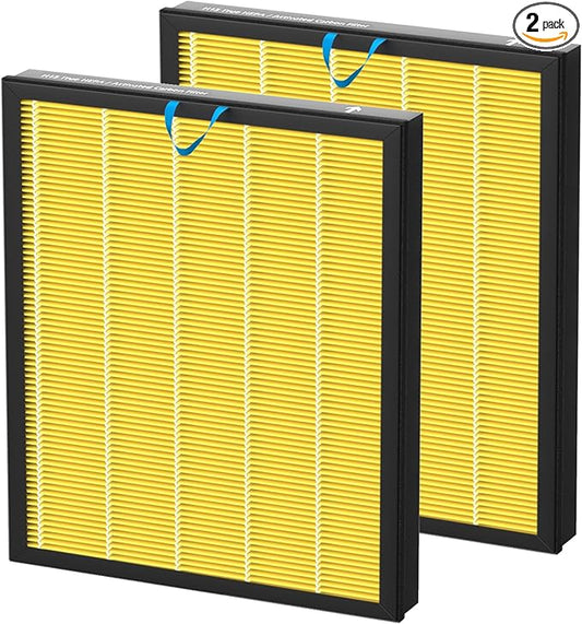Vital 100S Replacement Filter for LEVOIT Vital 100S Vital 100S-P Air Purifier, H13 True HEPA and Activated Carbon Vital 100S-P Filter, Vital 100S-RF-PA(LRF-V102-YUS), 2 Pack Yellow