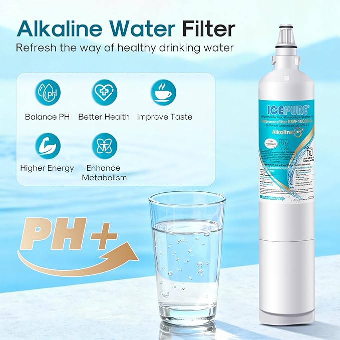 ICEPURE Alkaline 5231JA2006A Refrigerator Water Filter Replacement for LG LT600P, kenmore 9990, KENMORECLEAR 46-9990, FML-2, 5231JA2006B, WF300, R-9990, WFC2001, LSC27931ST, Enhances PH, 1Pack