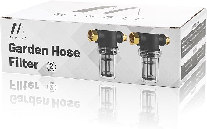 M MINGLE Garden Hose Filter for Pressure Washer Inlet, Inline Sediment Water Filter Attachment with 100 Mesh and 40 Mesh Screen, 2 Pcs