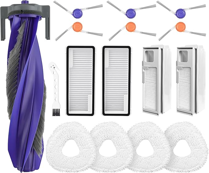 16 Pcs Replacement Accessories kit for Narwal Freo Pro Robot Vacuum Cleaner, 1 Main Roller Brush, 2 Dust Bags, 2 Hepa Filters, 4 Mop Pads, 6 Side Brush, 1 Clean Tool