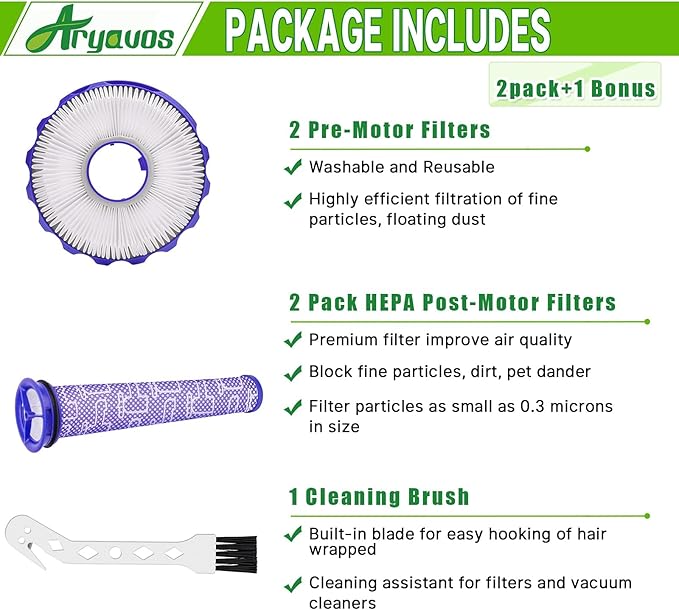 Filter Replacements for dy.son DC40, 2 Post-Motor & Pre-Motor Filters for DC42, Total Clean, UP16 Animal, UP19 Ball Multi Floor 2 Vacuum, Compare Part 923587-02 & 922676-01