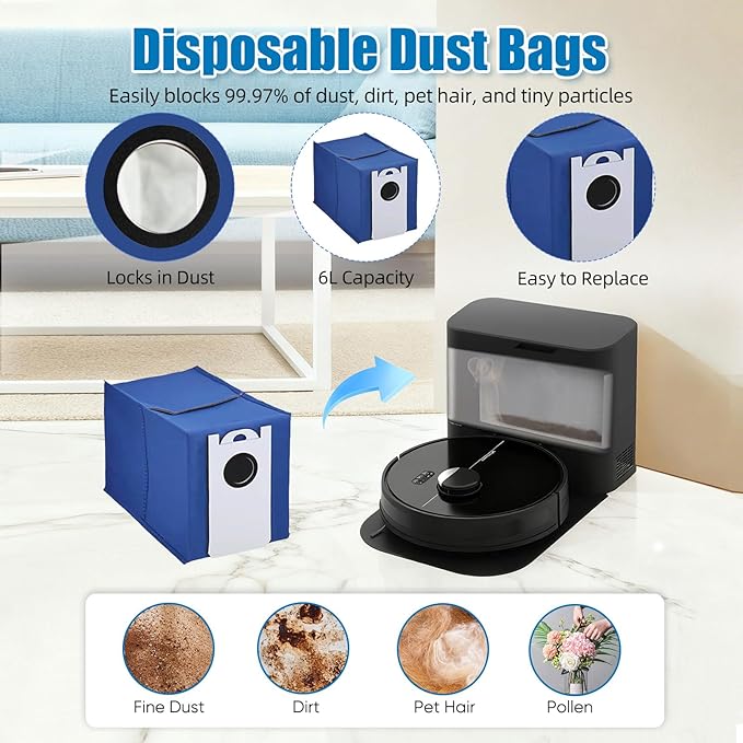 14-Piece Ultravision Replacement Parts Kit for bObsweep Ultravision/Ultravision Pet Robot Vacuum - Includes 1 Main Brush, 4 Side Brushes, 4 HEPA Filters, 4 Dust Bags & 1 Cleaning Tool