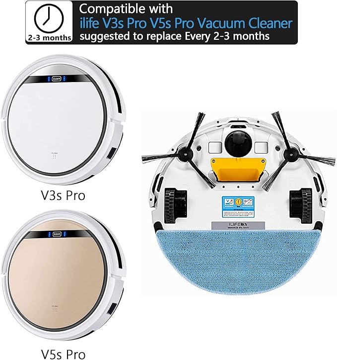 KEEPOW 24 Pack Replacement Part Accessories Kit Compatible with ILIFE V3 V3s V3s Pro V5s V5s Pro Robot Vacuum Cleaner, 12 Side Brush + 1 Primary Filter + 5 Microfiber Pad + 5 HEPA Filter