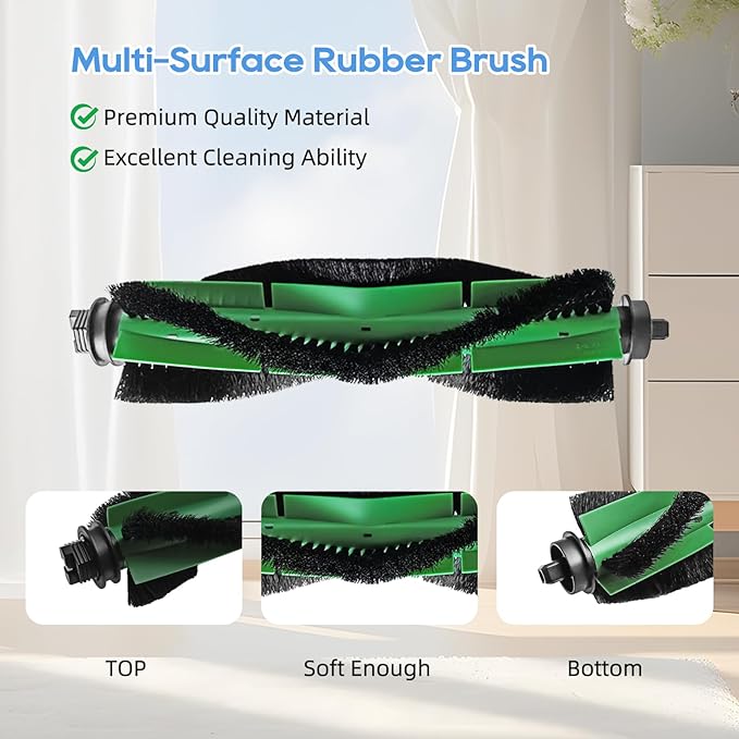 Replacement Parts for iRobot Roomba Combo & Vac Essential Series (RVG-Y1) Y0140 Y0110 Q0120 Q0110 Q0520 104 105 106 108 1010 1020, 2 Main Brushes, 8 Side Brushes, 8 Filters, 1 Tool (19 Pack)