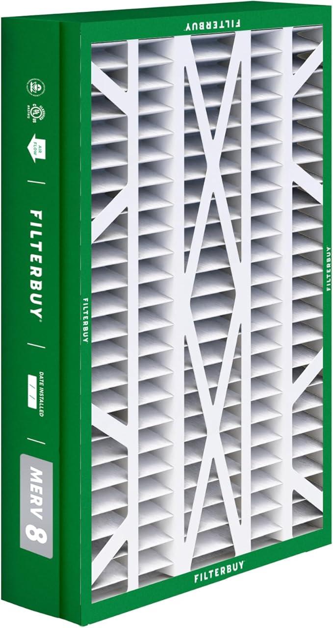 Filterbuy 14.5x27x5 Air Filter MERV 8 Essential Dust & Allergy Defense (3-Pack), Pleated HVAC AC Furnace Filters for Trane, American Standard, Honeywell, and More (Actual Size: 14.06 x 26.13 x 4.97)