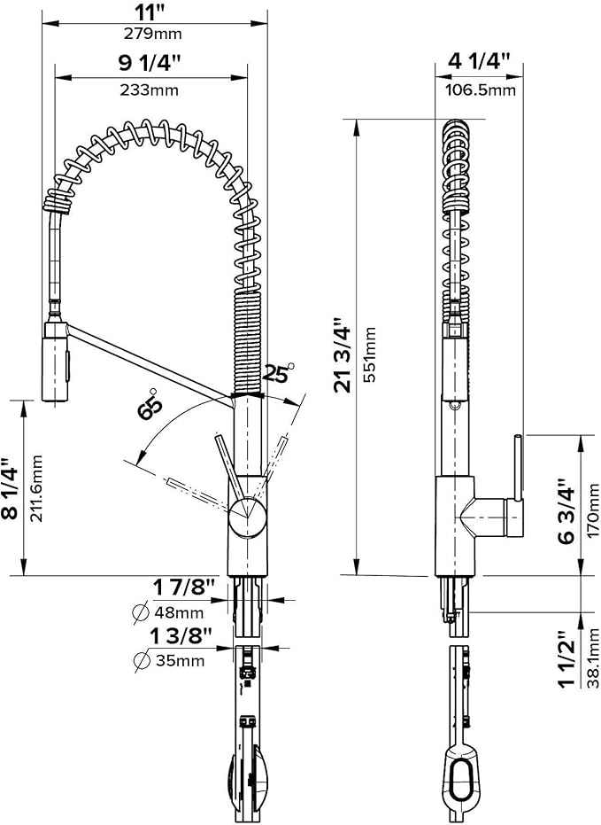 KRAUS Oletto Commercial Style Single Handle Pull Down Kitchen Faucet with QuickDock Top Mount Installation Assembly in Spot Free Stainless Steel, KPF-2631SFS