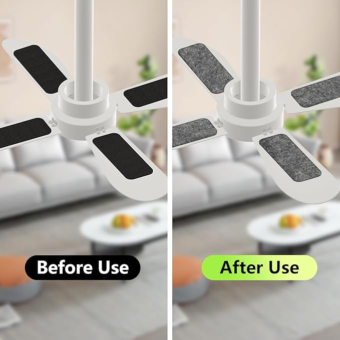 15 Pack Ceiling Fan Filters for Blades, Activated Coconut Carbon Fan Filter for Ceiling Fan, Easy-Stick Universal Air Filter for Common Household Contaminants