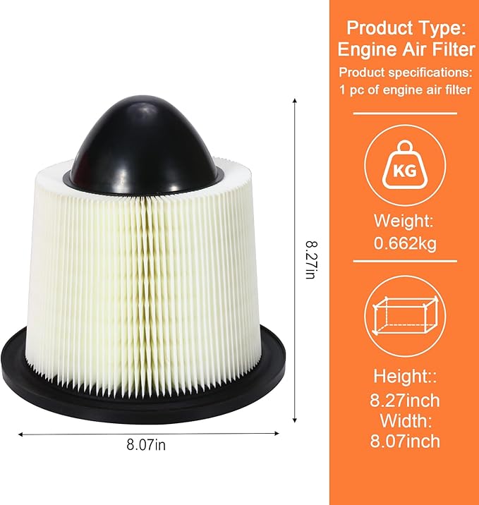 Engine Air Filter Replacement F6ZZ-9601-AA Compatible with Ford & Lincoln Models -for F-150 F-250, F-350 F-450 F-550 Super Duty, Mustang, Expedition, Excursion Replace# CA8039