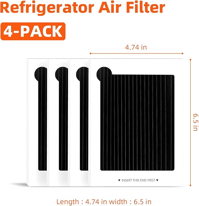 FPRU19F8RFC FPRU19F8RFF 4-PACK Refrigerator Air Filter Replacement for Frigidaire FPUH19D7LF1 FPRU19F8QFA FPRU19F8RFA FPRU19F8RFB FPRU19F8RFE FPSC2277RF1 FPSC2278UFA FPSS2677RF1 FPUS2686LF3