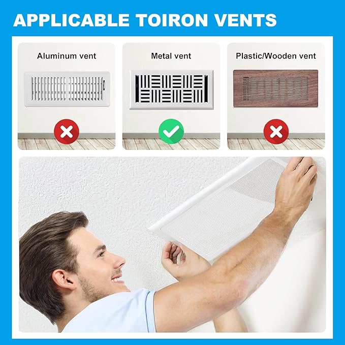 4 PCS White Magnetic Vent Covers - 7"x11" Magnetic Air Vent Screen - for Floor/Wall/Ceiling Registers - Easy Install, Secure Fit - Durable(Fits Registers 7" to 8" Wide x 11" to12.5" Long)