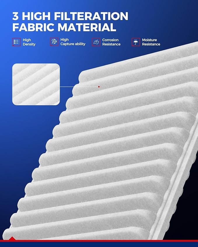 KAX Engine & Cabin Air Filter Kit, Replacement for Toyota Camry 2007-2009 2.4L, 2010-2017 2.5L, Venza 2009-2015 2.7L, Replace# CA10171 CF10285