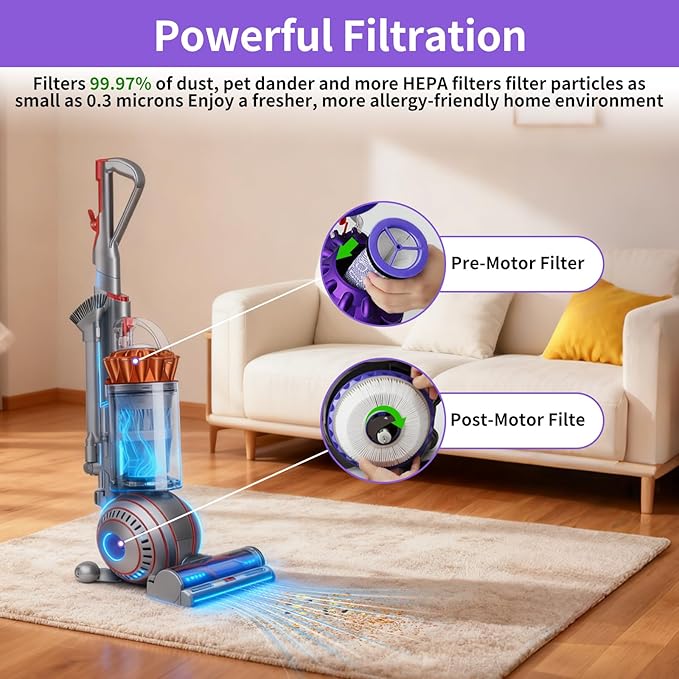 Filter Kit Compatible with Dyson DC41 UP13 DC65 DC66 UP20 Ball Animal 3 Ball Animal 2 Vacuums, Replacement Parts Feature 2 Post-Motor &2 Pre-Motor Filters, Replaces Part 920769-01,920769-03& 920640-01