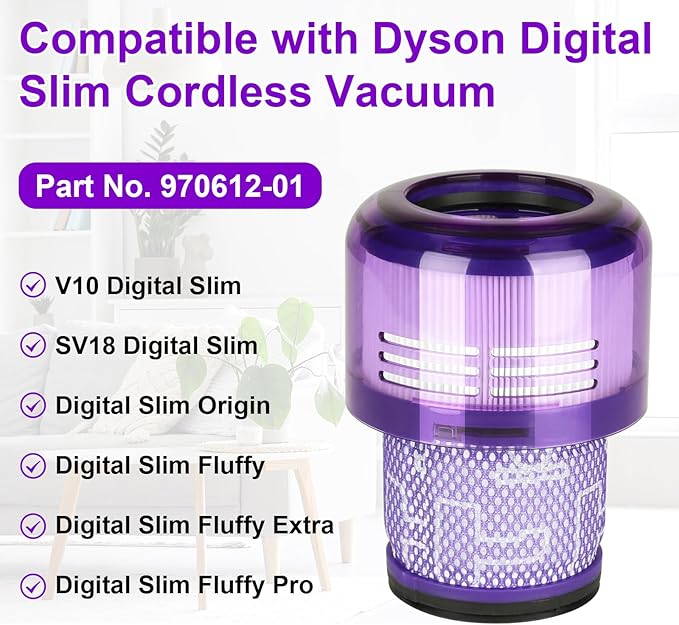 V9 SV18 Filter Replacement for Dyson Digital Slim V9 SV18 Cordless Vacuum, Part No. 970612-01 for Dyson Digital Slim