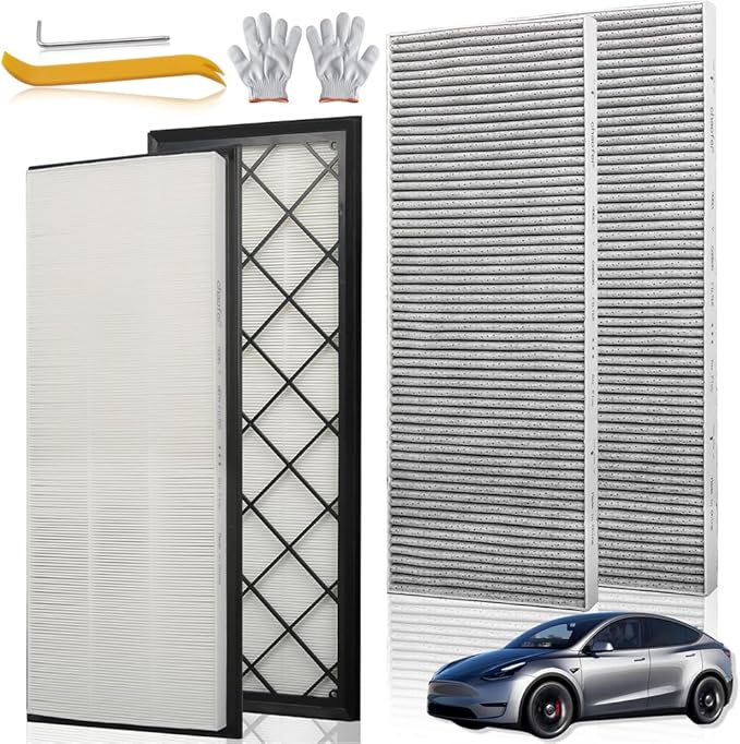 Intake Cabin Air Filter - Compatible with Tesla Model Y (2020-2026) - HEPA Intake Air Filter with Activated Carbon - High Efficiency Air Conditioning Replacement Filters - 4 Pack - #1658376-00-A