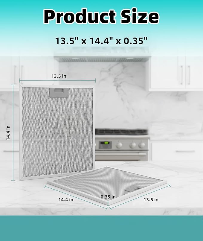 2 Pack WA0575 Range Hood Filters 13.5"x14.4"x0.35", 5-Layer Aluminum Mesh Grease Filter Replacement for Vissani 30" Pyramid/Wall Mount, Whirlpool, Zline, Ciarra & More