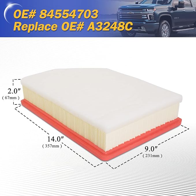A3248C 84554703 Engine Air Filter for 2020 2021 2022 2023 Chevy Silverado GMC Sierra 2500 HD 3500 HD 6.6L (Diesel Engine ONLY)