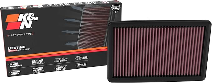 K&N High-Flow Original Lifetime Engine Air Filter: Increase Power: Premium, Washable: Compatible with 2022-2025 Acura/Honda: Integra, Type S, Civic Type R, 33-5139