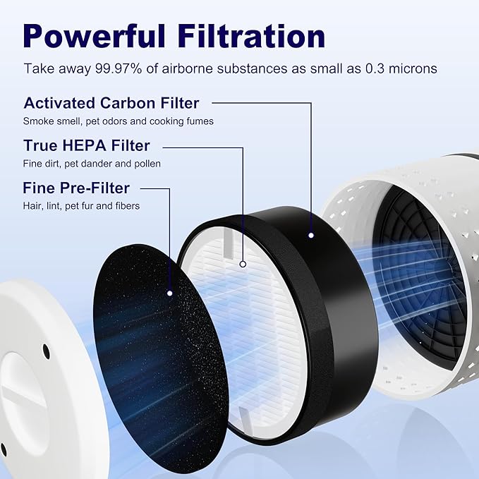 LV-H132 Replacement Filter Compatible with LEVOIT LV-H132 Air Puifier, 3-in-1 High-Efficiency Activated Carbon Filter, Part # LV-H132-RF, 2 Pack