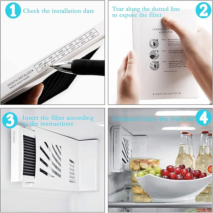 SEISSO Refrigerator Air Filter Replacement 3 Pack Carbon Activated Air Filter Compatible with Frigidaire PAULTRA Pure Air Ultra, EAFCBF, SCPUREAIR2PK, 242047801, 242061001, 241754001