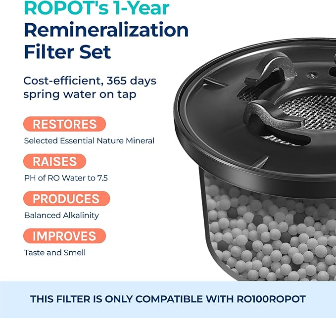 Bluevua Dual-Pack Remineralization Filters, One-Year Set for RO100ROPOT, Alkaline for Reverse Osmosis Filter, Remineralize and Increase pH for Pure Drinking Water