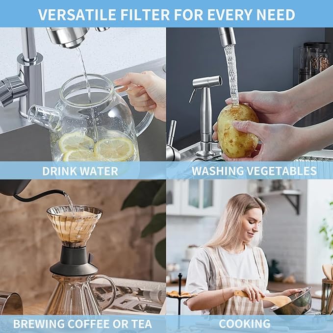4 Pack Faucets Filters Cartridge(FR-200,FF-100)，Replacement for Brita® Faucet Filter,Water Filter Compatible with Brita® Faucet Filtration Systems- Chrome