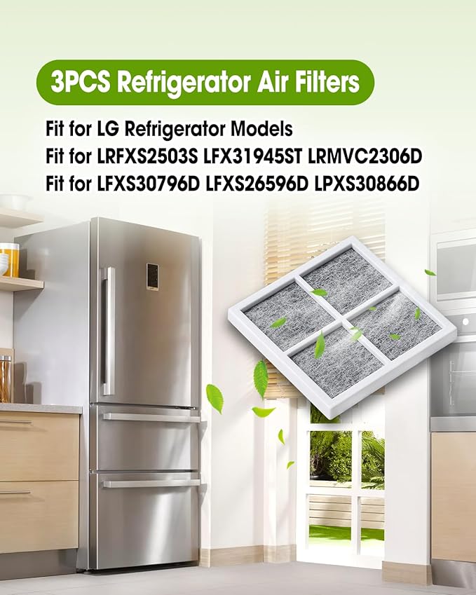 3PCS Refrigerator Air Filter Replacement Compatible with LG Refrigerator Models LRFXS2503S LFX31945ST LRMVC2306D LFXS30796D LFXS26596D LPXS30866D