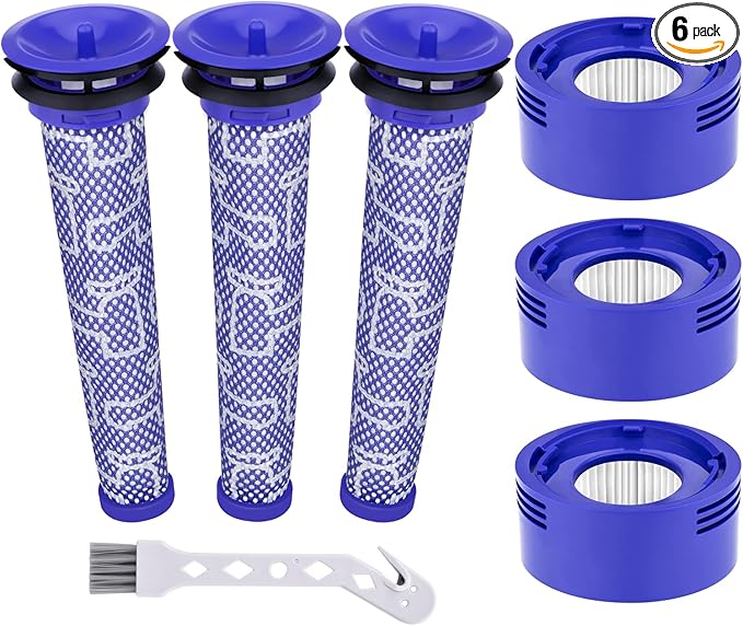Leadaybetter Vacuum Filter Replacement for Dyson V7 V8 SV10 Animal Absolute Stick Cordless Vac Cleaner, 3 Post & 3 Pre Filters, Compare to Part # 965661-01 & 967478-01