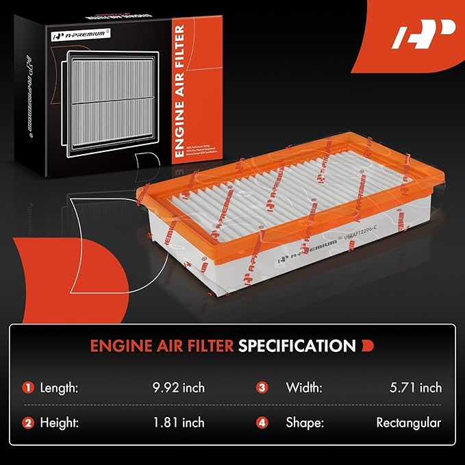 A-Premium Front Engine Air Filter Compatible with Hyundai Accent 2018-2022 & Kia Rio 2018-2023, 1.6L, Replace# 28113H9100, 281138100