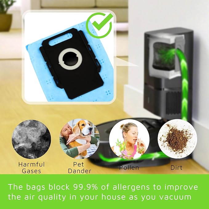 4 Pack Reusable Vacuum Cleaner Bags for Roomba,Compatible with All iRobot Roomba Clean Base Automatic Dirt Disposal Bags i & s & j Series i1+, i3+, i4+, i5+, i7+, i8+, Combo j8+, j9+