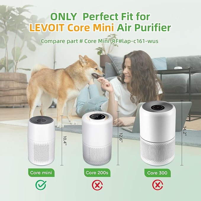 Core Mini Replacement Filter 2-Pack, Compatible with LEVOIT Core Mini Air Purifier, 3-in-1 H13 HEPA & Activated Carbon Filter, Replaces Core Mini-RF