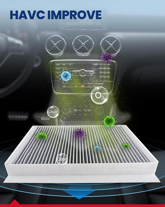 KAX Cabin Air Filter, CF11671 Replacement for Mazda CX7 (2007-2012), RAM1500, RAM2500,RAM3500 (2016-2023), Activated Carbon Passenger Compartment Air Filter