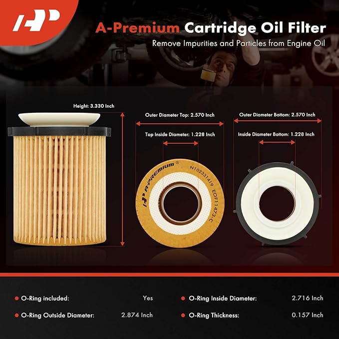 A-Premium 2-PC 10K Miles Protection Oil Filter Compatible with Mercedes-Benz C300, C350e, E300, E350, Sprinter 1500, Sprinter 2500, GLA250, GLB250, GLC300, GLC350e, GLE350 & Infiniti & Freightliner