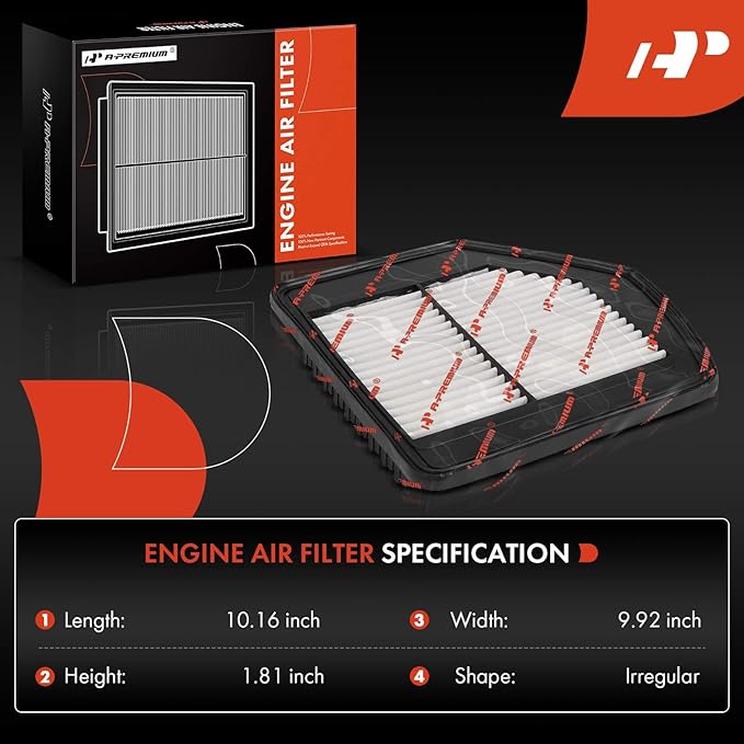 A-Premium 2-PC Engine Air Filter Compatible with Hyundai Genesis 2015-2015 & Genesis G80 2018-2020, G90 2017-2022 & Kia K900 2019-2020, 3.3L 5.0L, Replace# 28127B1000
