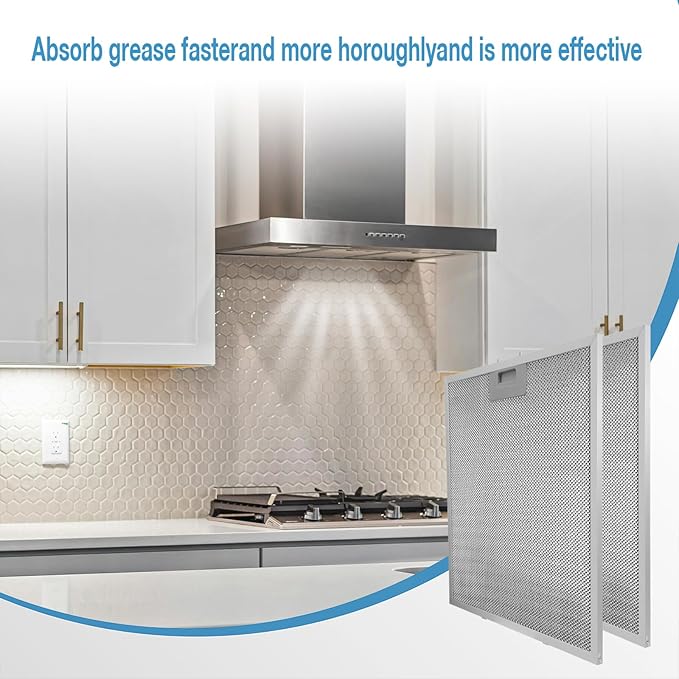 WA0575 Range Hood Filter 14-3/8" x 13-1/2" Compatible with Vissani 30-inch Pyramid or Wall Mount Range Hood, 5-Layer Aluminum Mesh Vent Filter (2 Pack)