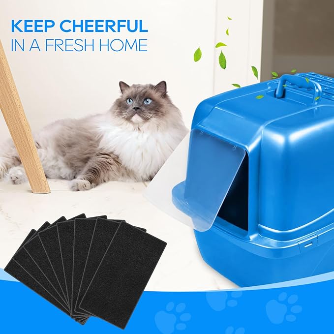 8PCS Cat Litter Box Filter Compatible with Van Ness CP7 Blue Extra Large Cat Litter Box, Activated Charcoal Odor Control Filters Replacement for Hooded Cat Litter Boxes for Big Cats