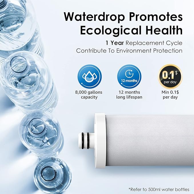 Waterdrop WD-CFF-01 Replacement Filter, NSF/ANSI 42&372 Certified, Countertop Water Filter, Longer Filter Life, 5-stage Water Filter, Reduces Heavy Metals, Bad Taste and Up to 99% of Chlorine, 2 Pack