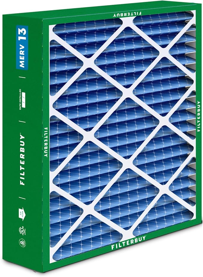 Filterbuy 20x23x5 Air Filter MERV 13 Optimal Smoke & Allergy Defense (4-Pack), Pleated HVAC AC Furnace Filters for Bryant, Carrier, BDP, Day & Night, and Payne (Actual Size: 19.81 x 22.56 x 4.25)