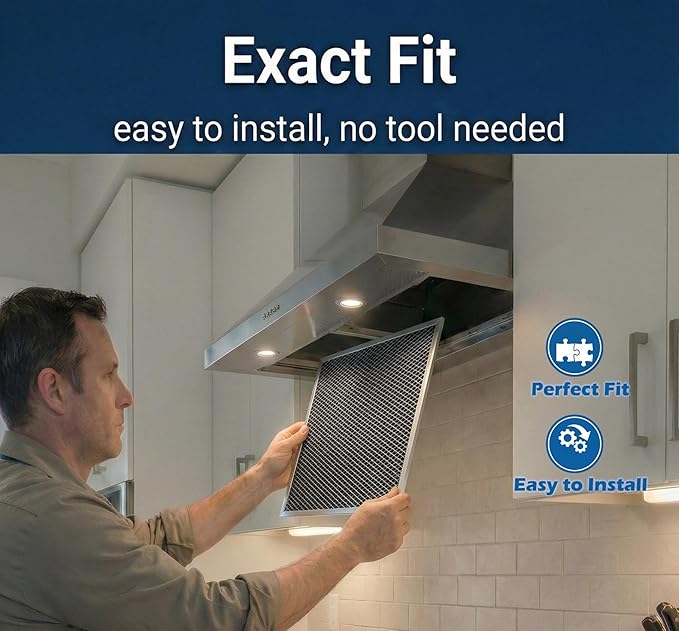4 Pack Range Hood Filter 97007696 Aluminum Charcoal Combo Compatible with Whirlpool W10355450 Broan Nutone 6105C 41F 413023 41000 46000 11000 4341999 4378581 (8.75 x 10.5) in