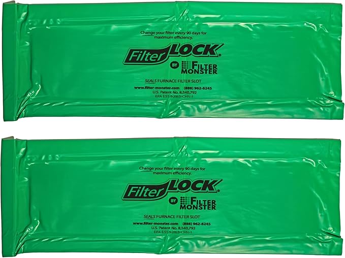 FilterLock Furnace Filter Slot Seal – Magnetic Seal Cover for Any 1” Furnace Filter, Up To 25” Long, Reduce HVAC Air Leaks, Green